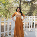 Yellow Colour Designer Georgette Multi-threaded Embroidered Gown