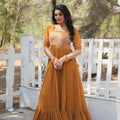Yellow Colour Designer Georgette Multi-threaded Embroidered Gown 1
