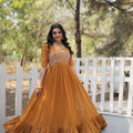 Yellow Colour Designer Georgette Multi-threaded Embroidered Gown 2
