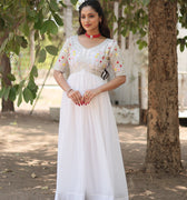 White Colour Aliya Style Designer Gown with Sequins-work 1