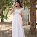 White Colour Aliya Style Designer Gown with Sequins-work 5