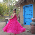 Pink Colour Navaratri Special Bandhani Print Gown 3