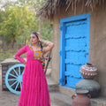 Pink Colour Navaratri Special Bandhani Print Gown