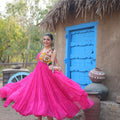 Pink Colour Navaratri Special Bandhani Print Gown 2