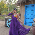Purple Colour Navaratri Special Bandhani Print Gown 2