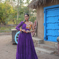 Purple Colour Navaratri Special Bandhani Print Gown