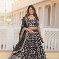 Black Colour Viscose Jacquard With Embroidered Sequins work Lehenga 1