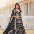 Black Colour Viscose Jacquard With Embroidered Sequins work Lehenga