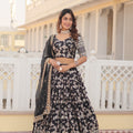 Black Colour Viscose Jacquard With Embroidered Sequins work Lehenga 2