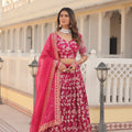 Pink Colour Viscose Jacquard With Embroidered Sequins work Lehenga 3