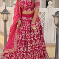 Pink Colour Viscose Jacquard With Embroidered Sequins work Lehenga 2