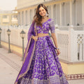 Purple Colour Viscose Jacquard With Embroidered Sequins work Lehenga 3