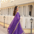 Purple Colour Viscose Jacquard With Embroidered Sequins work Lehenga 5