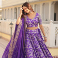 Purple Colour Viscose Jacquard With Embroidered Sequins work Lehenga