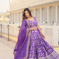 Purple Colour Viscose Jacquard With Embroidered Sequins work Lehenga 1