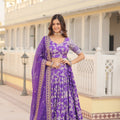 Purple Colour Viscose Jacquard With Embroidered Sequins work Lehenga 2