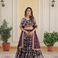 Wine Colour Viscose Jacquard With Embroidered Sequins work Lehenga 2