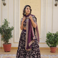 Wine Colour Viscose Jacquard With Embroidered Sequins work Lehenga 3