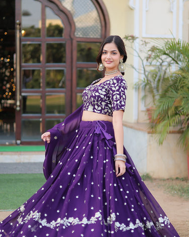 Purple Colour Designer Georgette With Heavy Sequins Embroidered Lehenga Choli 9