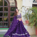 Purple colour Designer Georgette With Heavy Sequins Embroidered Lehenga Choli
