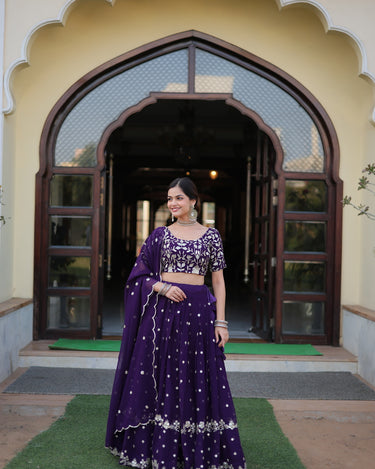 Purple Colour Designer Georgette With Heavy Sequins Embroidered Lehenga Choli 4