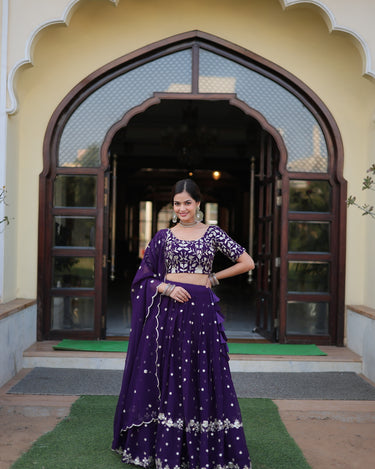 Purple Colour Designer Georgette With Heavy Sequins Embroidered Lehenga Choli 5