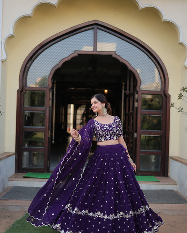 Purple Colour Designer Georgette With Heavy Sequins Embroidered Lehenga Choli 2