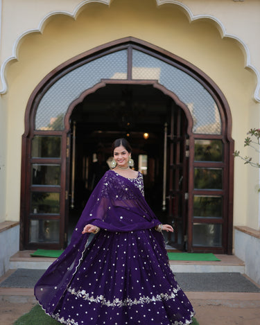 Purple Colour Designer Georgette With Heavy Sequins Embroidered Lehenga Choli 3