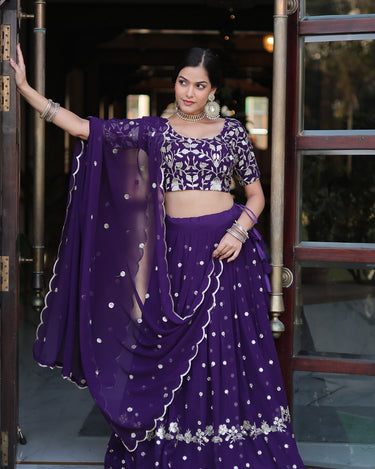 Purple Colour Designer Georgette With Heavy Sequins Embroidered Lehenga Choli 6
