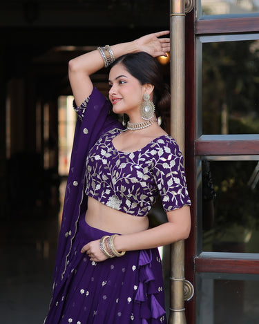 Purple Colour Designer Georgette With Heavy Sequins Embroidered Lehenga Choli 7