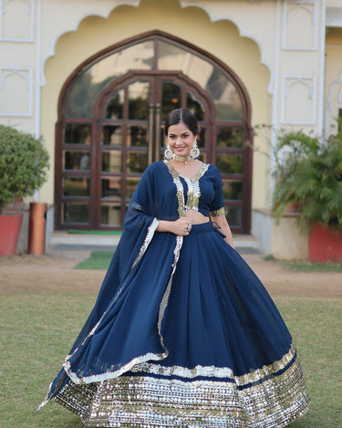 Navi Blue Colour Sequins Embroidered work Lehenga Choli