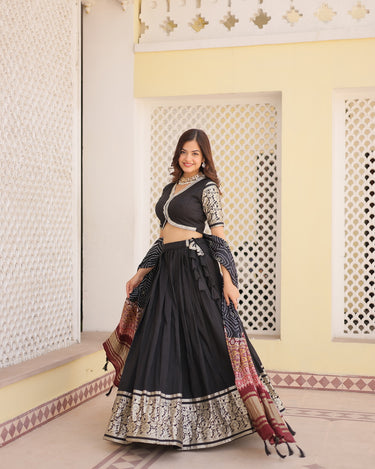 Black Colour Viscose Jacquard with Gaji Silk Chaniya Choli 3