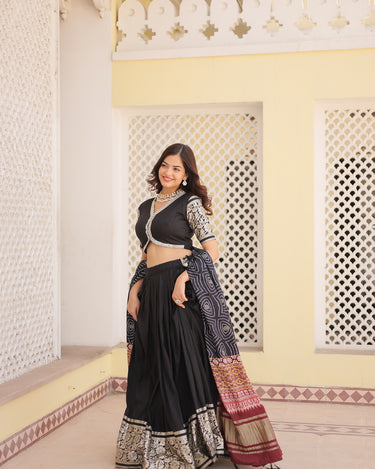 Black Colour Viscose Jacquard with Gaji Silk Chaniya Choli 4