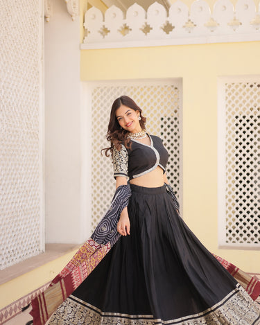 Black Colour Viscose Jacquard with Gaji Silk Chaniya Choli 7