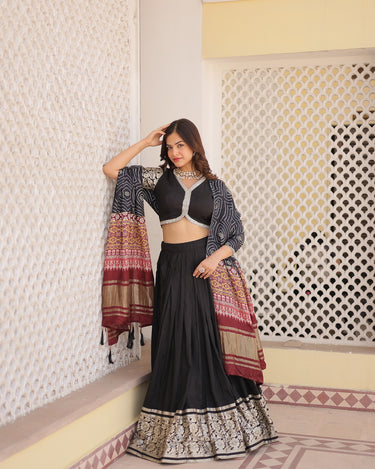 Black Colour Viscose Jacquard with Gaji Silk Chaniya Choli 5