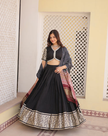 Black Colour Viscose Jacquard with Gaji Silk Chaniya Choli 1