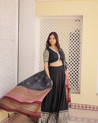 Black Colour Viscose Jacquard with Gaji Silk Chaniya Choli 6