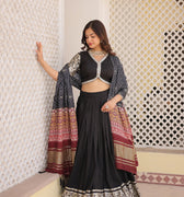 Black Colour Viscose Jacquard with Gaji Silk Chaniya Choli 2