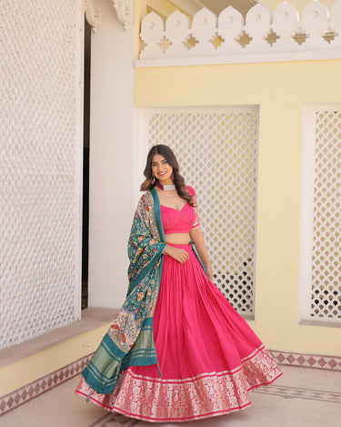 Pink Colour Viscose Jacquard with Gaji Silk Chaniya Choli 1