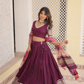 Wine Colour Viscose Jacquard with Gaji Silk Chaniya Choli 5