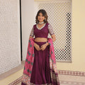 Wine Colour Viscose Jacquard with Gaji Silk Chaniya Choli