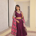 Wine Colour Viscose Jacquard with Gaji Silk Chaniya Choli 1