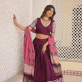 Wine Colour Viscose Jacquard with Gaji Silk Chaniya Choli 3