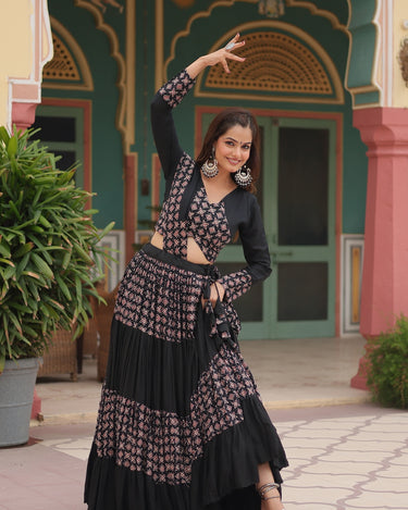 Black Colour Reyon Navratri Chaniya Choli 8