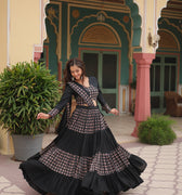 Black Colour Reyon Navratri Chaniya Choli