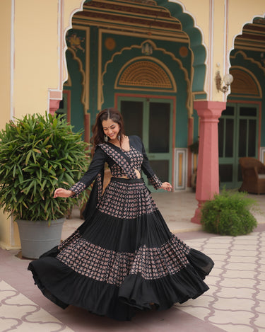 Black Colour Reyon Navratri Chaniya Choli