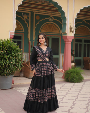 Black Colour Reyon Navratri Chaniya Choli 3