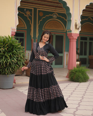 Black Colour Reyon Navratri Chaniya Choli 4