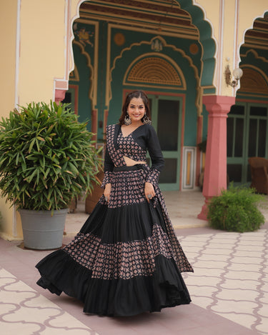 Black Colour Reyon Navratri Chaniya Choli 1