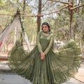 Mendi Designer Plain Gown with Designer Embroidered Dupatta 3